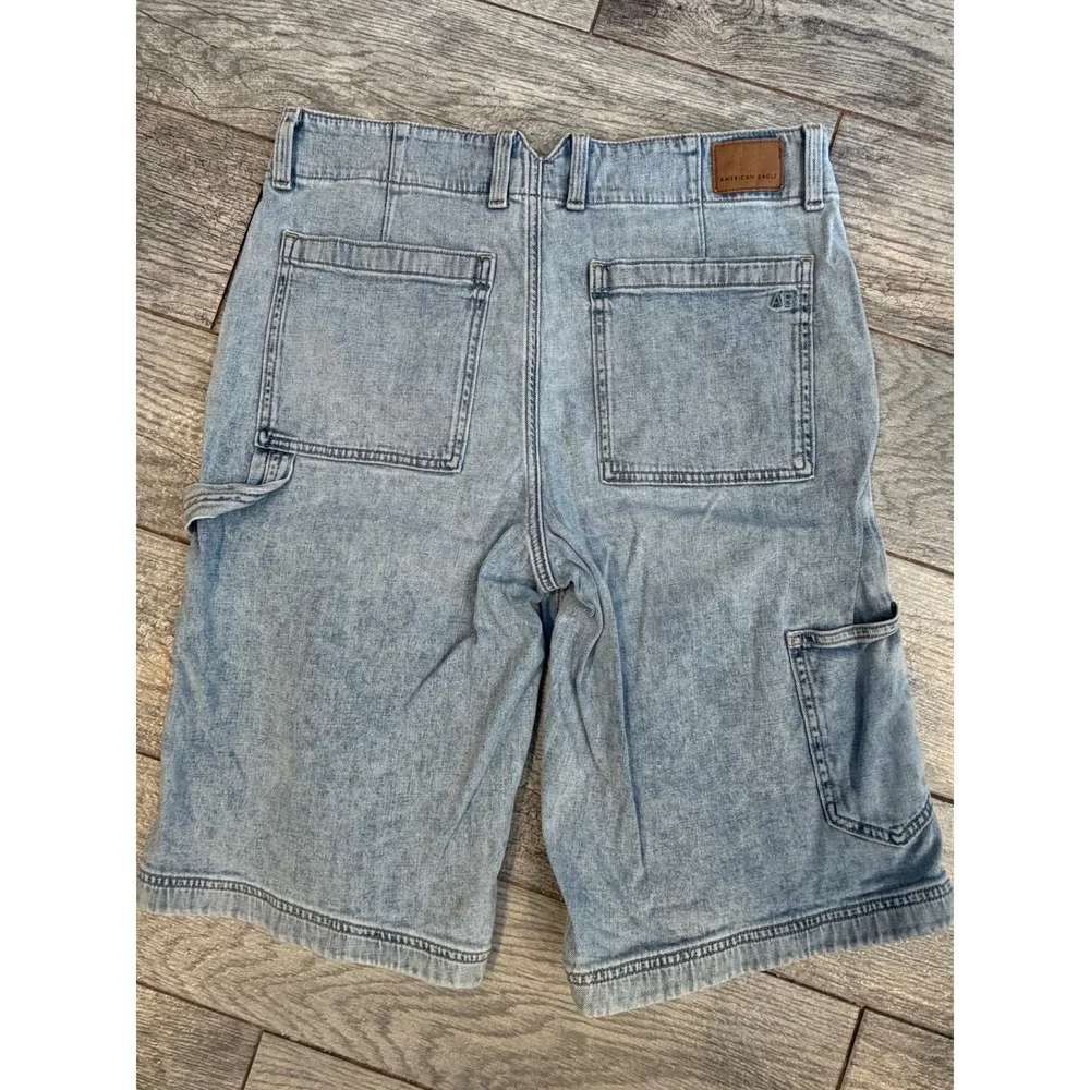 American Eagle Womens Size 8 Stretch Baggy Bermuda Jorts Denim Jean Shorts